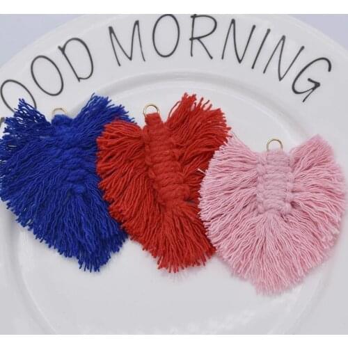 New Multi Color Handmade Ornaments Silk Fashion Bohemian Cotton Knot Leaf Ornaments Ladies DIY Leaf Tassel Earrings