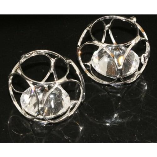 Wholesale price 20mm 2pcs fashion crystal pendants silver-color arc cube cage for diy necklace chain jewelry making B880