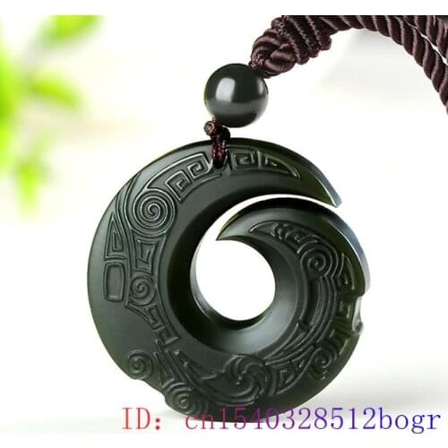 Hetian Jade Rune Pendant Charm Chinese Men Jadeite Gifts Amulet Carved Natural Necklace Jewelry Fashion Women