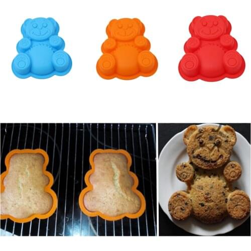 3D Lovely Bear Form Cake Mold Silicone Mold Baking Tools Kitchen Fondant Cutters Taart Decoratie Silikonowe Formy 3D