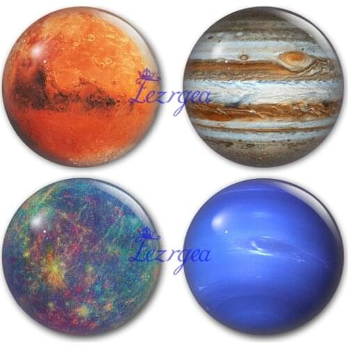 Nine planets glass cabochon, the nine planets of the solar system Round photo glass cabochon demo flat back Making findings