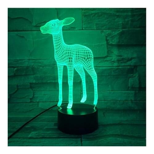 3D LED Acrylic Deer Light Colorful Changing Touch Switch Table Lamp Remote Control Night Light Home Bedroom Decor 522