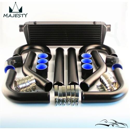 Universal DIY 2.5" 63mm Intercooler + Aluminum Pipe Piping Hose T-clamps Kit