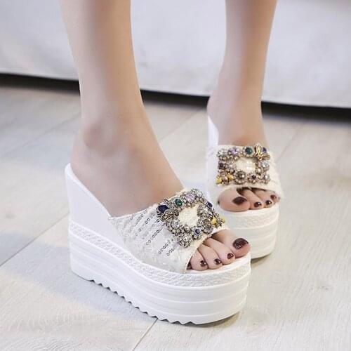 Crystals Wedges High Heels Leisure Summer Sandal Woman Shoes Women Platform Mules Slippers Zapatos De Mujer 2021