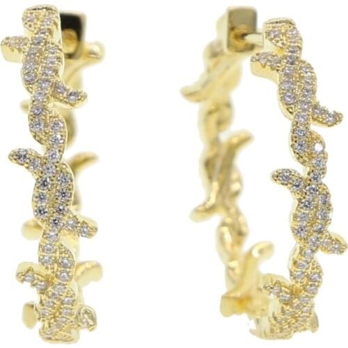 Iced out bling 5A cubic zirconia cz paved hoop earrings for women trendy silver color micro pave barbed wire huggies jewelry