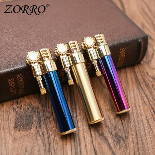 Zorro Cylinder Kerosene Lighter Old-fashioned Retro Long Strip Compact Portable Grinding Wheel Type Ignition Windproof Smoking