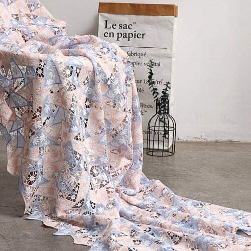 Heavy Industry Water-Soluble Embroidered Lace Fabric For Cheongsam Dress Designer Fabric