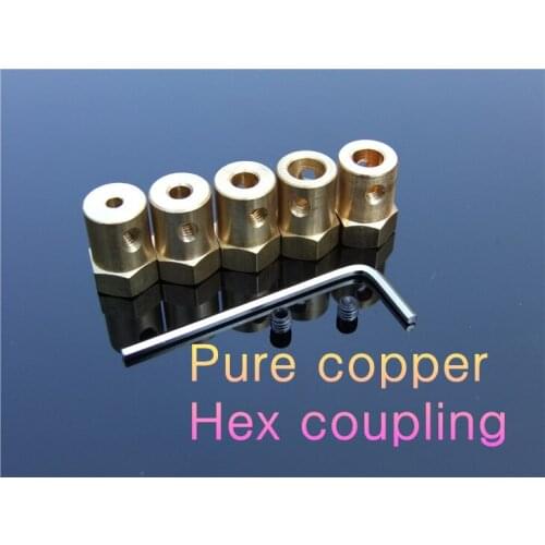 1PCS Hex coupling pure copper,For Robot,smart car wheel,DC motor connector model parts