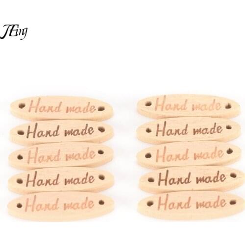 10Pcs/lot Scrapbooking "Handmade" Letter Wooden Buttons Carved 2 Holes Sewing Accessories Scrapbooking for Crafts DIY