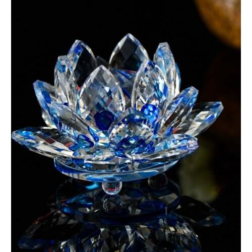 100mm Quartz Crystal Lotus Flower Crafts Glass Paperweight Fengshui Ornaments Figurines Home Wedding Party Decor Gifts Souvenir