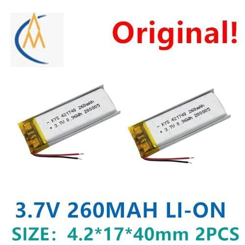 2PCS 421740 3.7V 260mAH 401740 401840 recording pen polymer lithium battery navigator toy speaker LED
