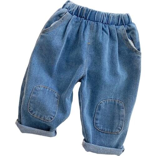 Amya Baby Children Jeans Spring Autumn Vintage Patchwork Christmas Boutique Kids Clothing Unisex Girls Boys Blue Denim Pants