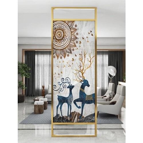 Nordic Stainless Steel Screen, Door Partition, Living Room And Bedroom Shelter, Household Metal Mobile Seat Screen