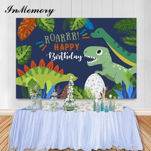 Inmemory Cartoon Jurassic Park Dinosaur Party Photography Backdrop Boys 1st Birthday Background For Photo Studio Customized