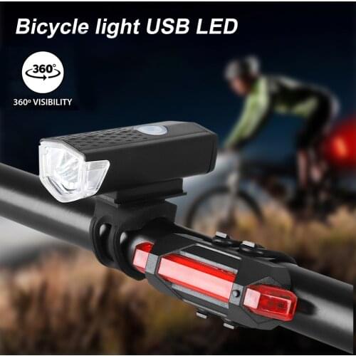 MTB Bicycle Bike Light USB Rechargeable LED Headlight Handlebar Mount 3 Modes Bike Light Front and Rear Waterproof Bicycle Lamp