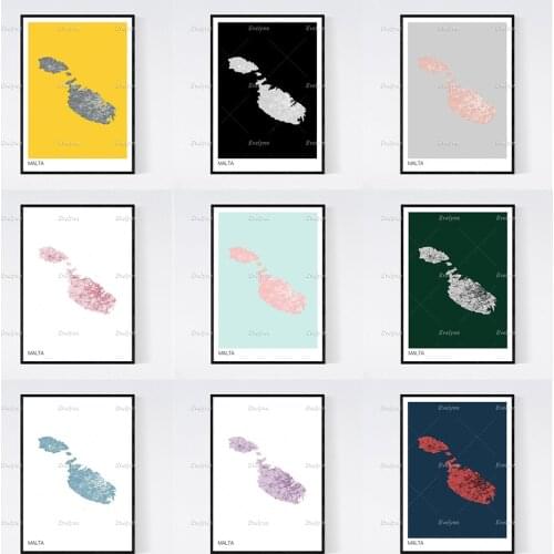 Malta Island Map Nordic Retro Minimalism Painting Posters and Prints on Canvas Wall Art Modular Pictures Home Decoration Frame