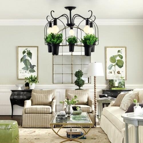 Creative new Chinese garden retro pendant lights industrial bar tables restaurant potted coffee restaurants plant lamps LO8412