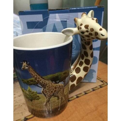 Lovely Giraffe Mug Creative Hand-painted Ceramic Coffee Cup