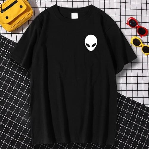 White Alien Mask Prints Man Tshirts Aesthetic All-Match Short Sleeves Fashion Quality Streetwear Casual Comfortable T-Shirts Men