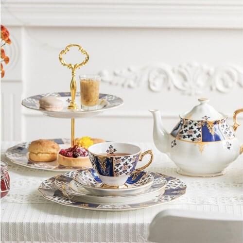 Earl Blue Cross Dinner Plate Bone China Coffee Cup Saucer Mug Coffeepot Creamer Sugar Bowl Afternoon Tea Teacup Dinnerware Sets