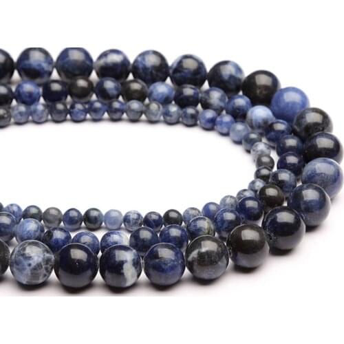 Natural Sodalite 4-12mm round Gemstone beads for 925 sterling silver Jewelry Making Necklace Bracelet 15inch ICNWAY
