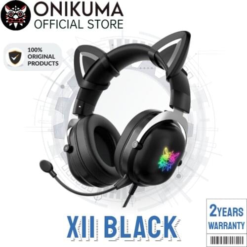 ONIKUMA X11 Black Gaming Headset with Removable Cat Ears, for PS5/4, Xbox One (Adapter Not Included), Nintendo Switch, PC