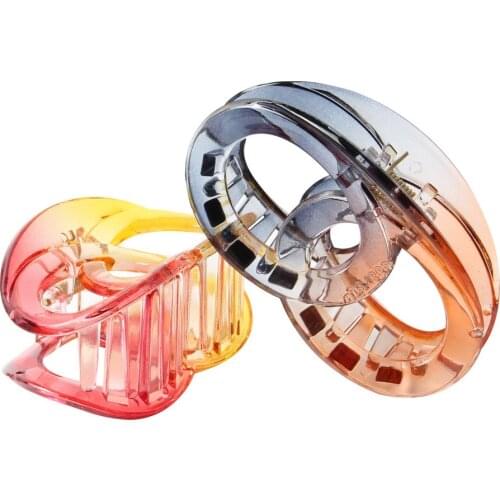Tie-dye Plastic Hair Claw Clips for Girls Women Hollow Oval Shape Hair Claw Clamps for Hair Ponytail Catching Clamps Hairwear