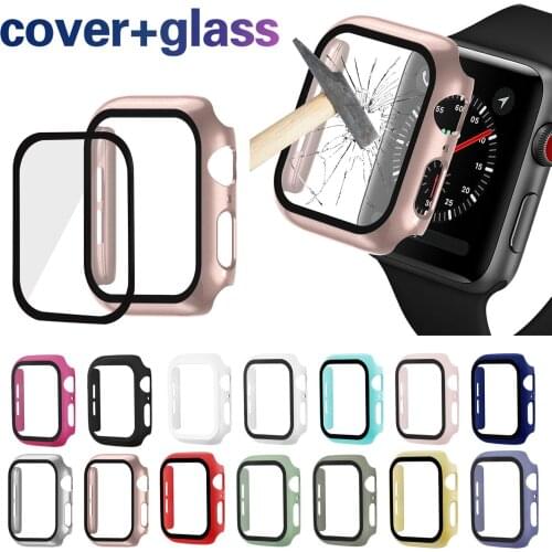 Full Cover For Apple Watch Series 5 4 3 2 Plastic Bumper Frame Case Glass Film For Apple iWatch Screen Protector 38/42 40/44MM