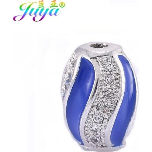 Handmade Enamel Decorative Metal Charm Beads Micro Pave Zircon Copper Beads Accessories For Natural Stones Jewelry DIY Making