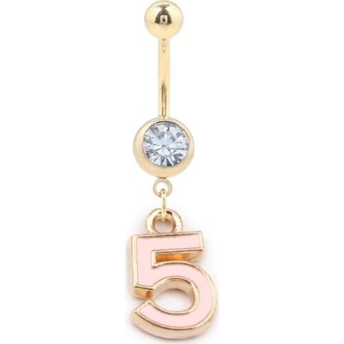 1PC Letter 5 Belly Piercing Surgical Steel Navel Piercing Navel Earring Gold Belly Piercing Sex Body Jewelry Pircing
