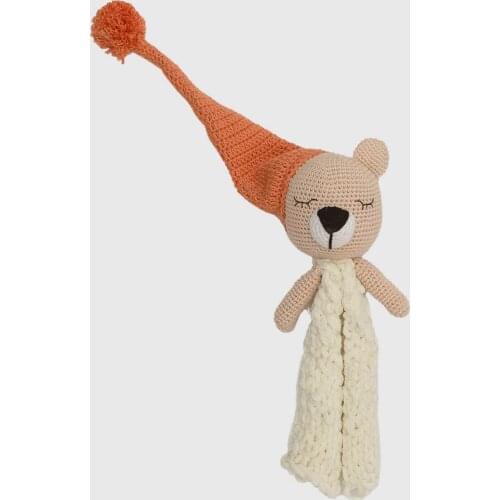 100% COTTON SLEEPING COMPANION MADE ENTIRELY BY HAND IN CREAM COLOR WITH BROWN