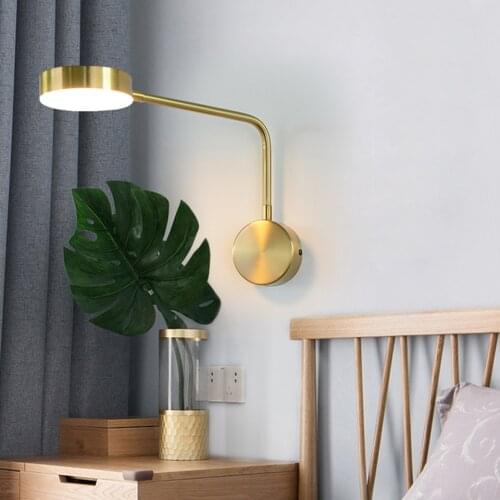 LED Wall Lights Modern Minimalist With Switch 9W Indoor Wall Lamps Aisle Beside Room Lighting Adjustable angle Golden Art Sconce