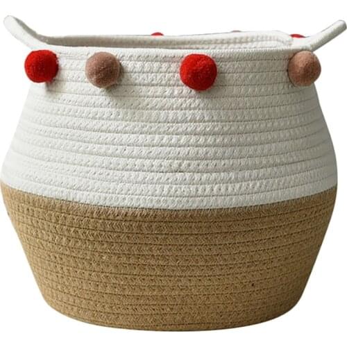 Woven Storage Baskets Cotton Rope Decorative Hamper for Diaper, Blankets, Magazine and Keys, Home Storage Container
