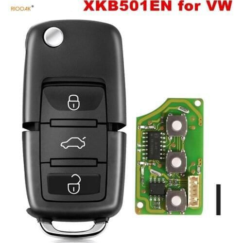 RIOOAK 1PCS XHORSE XKB501EN Wired Universal Remote Key for Volkswagen B5 Type 3 Buttons for VVDI Key Tool English Version