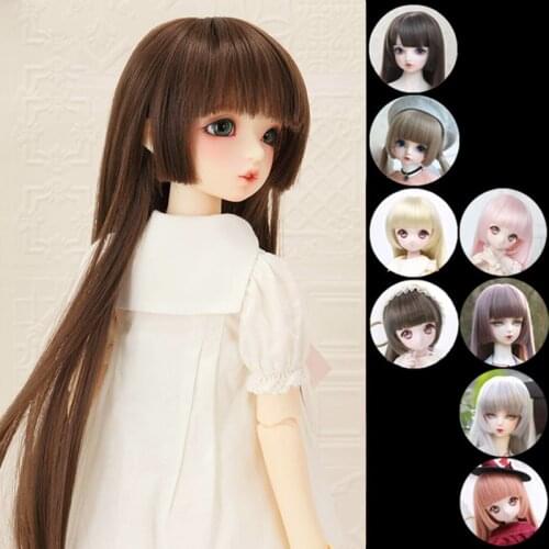BJD doll hair wigs fashion bangs Long straight hair red black for 1/3 1/4 1/6 1/8 SD DD MSD YOSD BJD doll wig doll accessories
