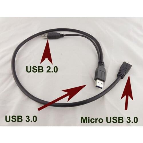 1pcs USB 3.0 A Male Micro USB 3.0 B Y Cord Cable For Toshiba External Hard Drive Disk 50cm