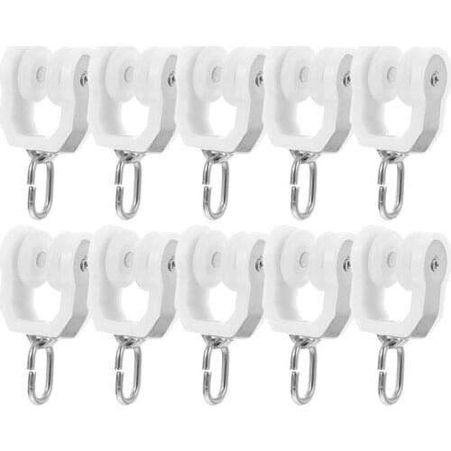 10pcs Curtain Glider Hooks Curtain Rail Track Gliders Sliding Roller Runner Hook Wheel Steel Wheel Plastic Ball Hanging Wheel
