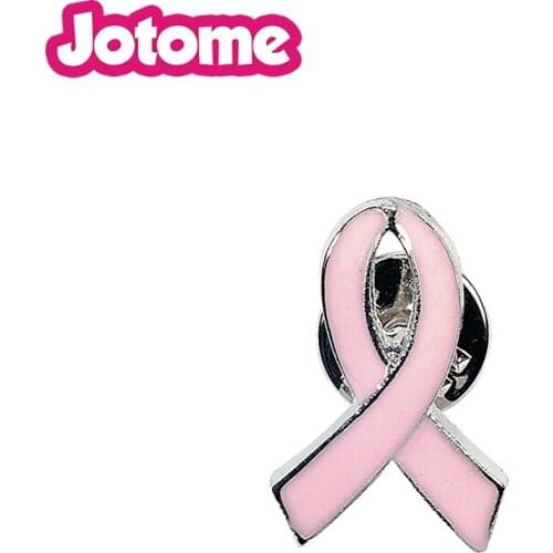 100pcs/lot Fashion Pink Ribbon Tie Brooch Metal Pin For Women Girl Denim jacket Sweater Coat Shirt Lapel Pin Badge Jewelry