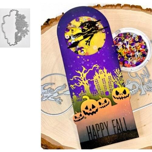 2021Halloween Graveyard Cover Plate Metal Cutting Dies Scrapbook Diary Decoration Embossing Template DIY Greeting Card Handmade