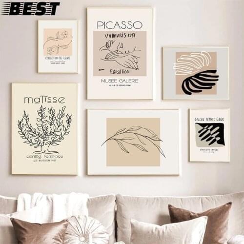 Picasso Matisse Abstract Minimalism Line Leaf Girl Nordic Poster Wall Art Print Canvas Painting Decor Pictures for Living Room