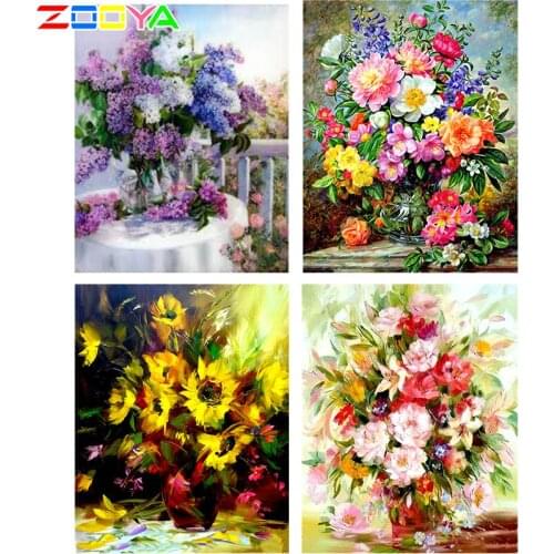 Diy Diamond Painting Purple Lavender Vase Cross Stitch Set Diamond Embroidery Rhinestone House Decor Gift Home Decoration Jh032