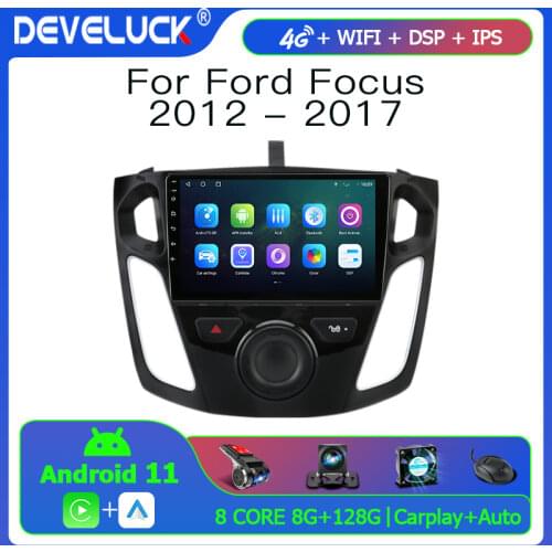 Develuck 2 din Android car Radio multimedia Player For Ford Focus 3 Mk 3 salon 2012-2017 IPS 2.5D No 2din GPS Navigation RDS DSP