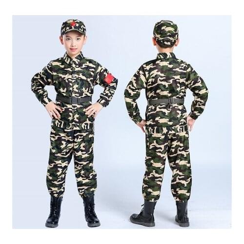 Kids Halloween Camouflage Uniform Carnival Childrens Day Cosplay Military Costume Teenager Summer Camp Party Clothing