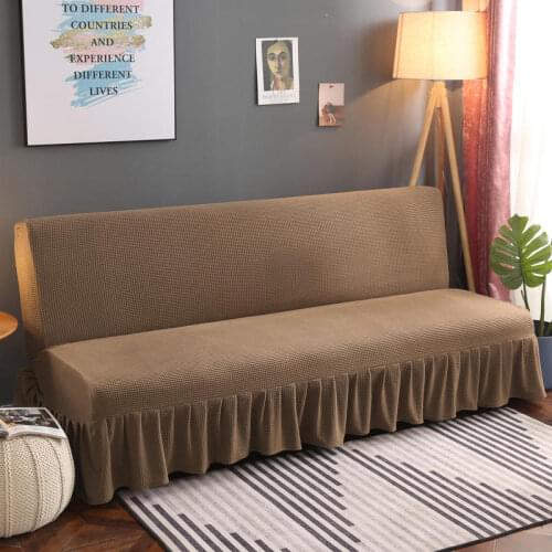 Inclusive Sofa Cover Without Armrest Solid Color Sofa Bed Cover with Skirt Tight Wrap Elastic Protector Slipcover Couch Cover