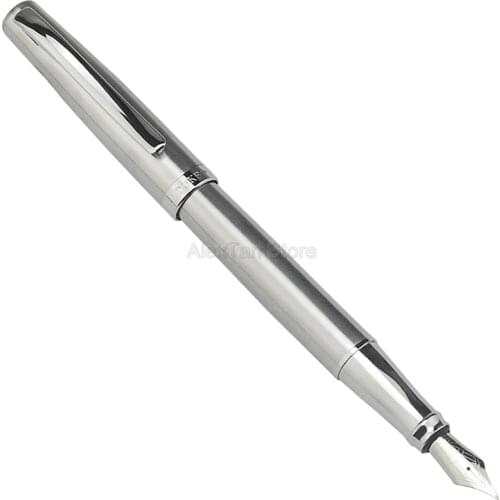 Duke Elegant Stainless Steel Fountain Pen 209 Advanced Pure Silver Color 22KGP Medium Nib 0.7mm Writing Gift Pens