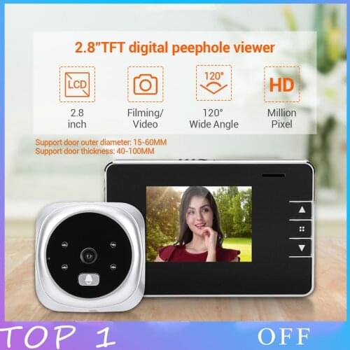 2.8 inch Peephole HD video Doorbell Angle Digital peephole door DoorOutdoor Door Bell Video peephole Recordable Camera Eye Door