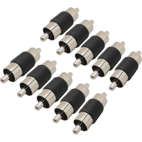 10Pcs Dual RCA Connector RCA Male to Male Coupler AV Straight Plug Video Audio Cable CCTV Camera Adapter
