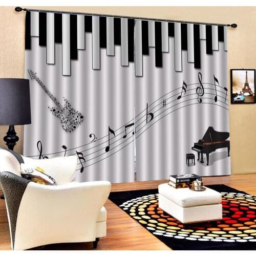 European 3D Curtains Music character piano keys design Curtains For Living Room Bedroom Decoration curtains