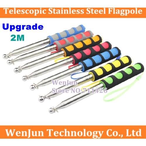 Hot Sale Upgrade 2m Telescopic stainless steel flagpole guide coach rod / flagstaff / flagstick 2 meter telescopic pointer