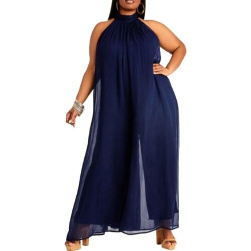 African Jumpsuit For Women Wide Leg Pant Jumpsuits Playsuit Dashiki Sexy O-Neck Rompers Fashion Blue Streetwear Overalls